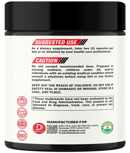 DEDICAD Wormwood Supplement - 120 Capsules Extracted from Black Walnut, Cloves, Turmeric, Apple, Berberine HCl & More - 11 Ingredients Combined for Immune System - 2-Month Supply - Maple Wellness Supplements