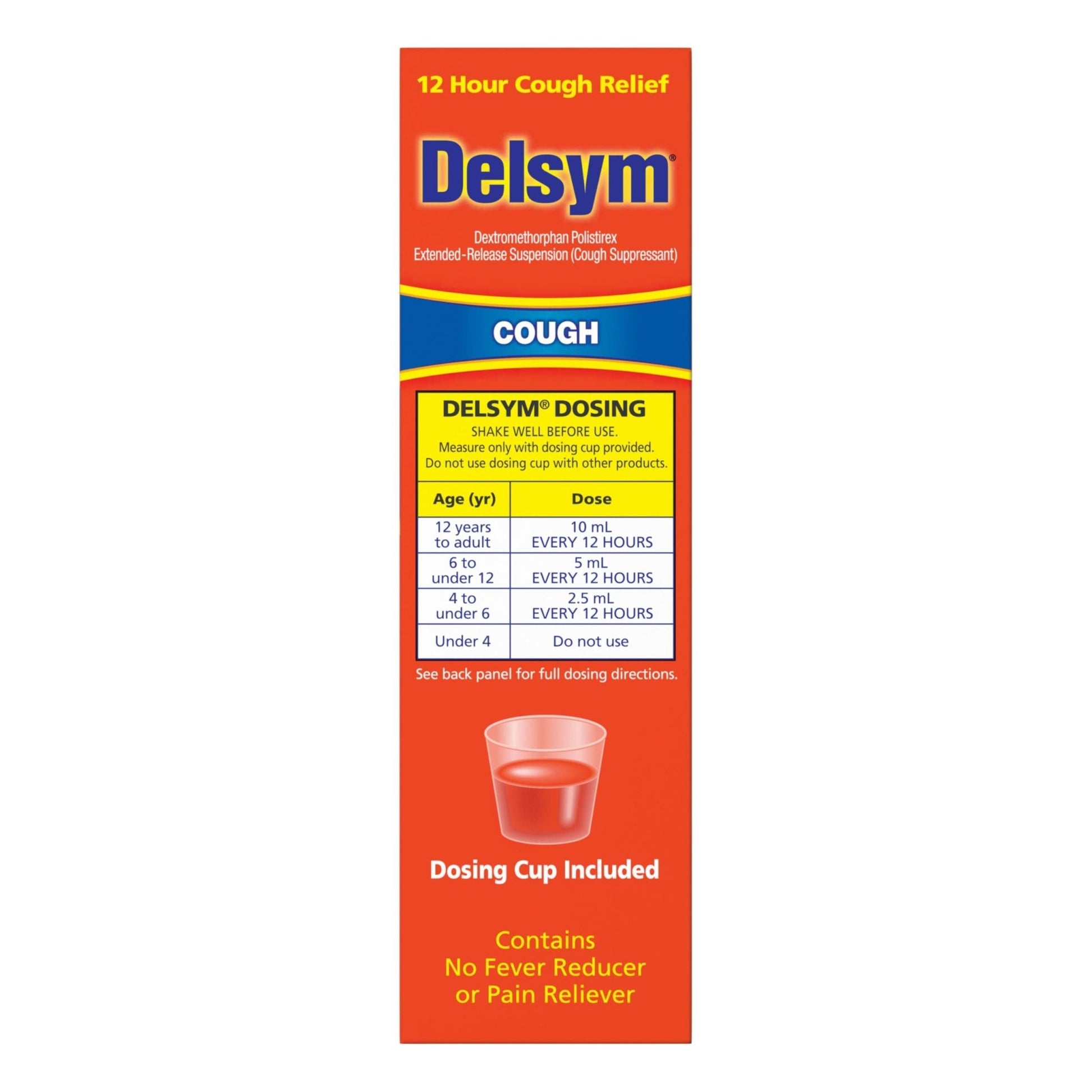 Delsym 12 Hour Cough Medicine for Adults, Powerful Relief for 12 Hours, Cough Suppressant Liquid with Extended-Release Dextromethorphan, Orange Flavor Liquid Cough Syrup, 5 Fl Oz (Pack of 1) - Maple Wellness Supplements