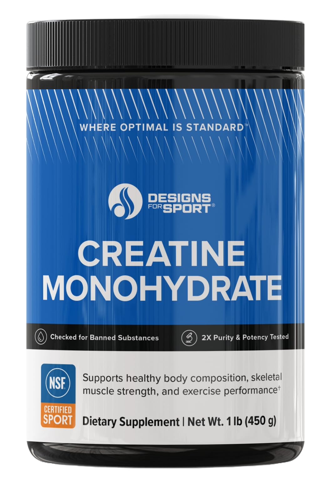 Designs for Sport Micronized Creatine Monohydrate Unflavored Powder - NSF Certified for Sport, 90 Servings, Supports Muscle Recovery, Brain Health, Pre and Post Workout Strength - Maple Wellness Supplements