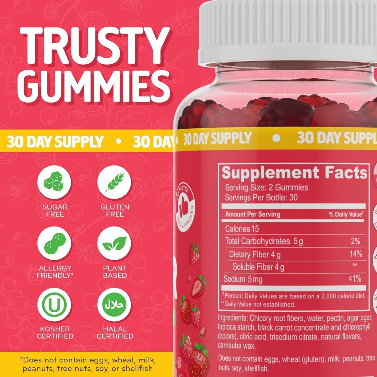 Desired Life Prebiotic Fiber Gummies for Adults and Kids – 4g Sugar Free Natural Berry Flavored Gummies - Supports Digestive Health - Maple Wellness Supplements