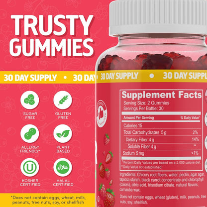 Desired Life Prebiotic Fiber Gummies for Adults and Kids – 4g Sugar Free Natural Berry Flavored Gummies - Supports Digestive Health - Maple Wellness Supplements