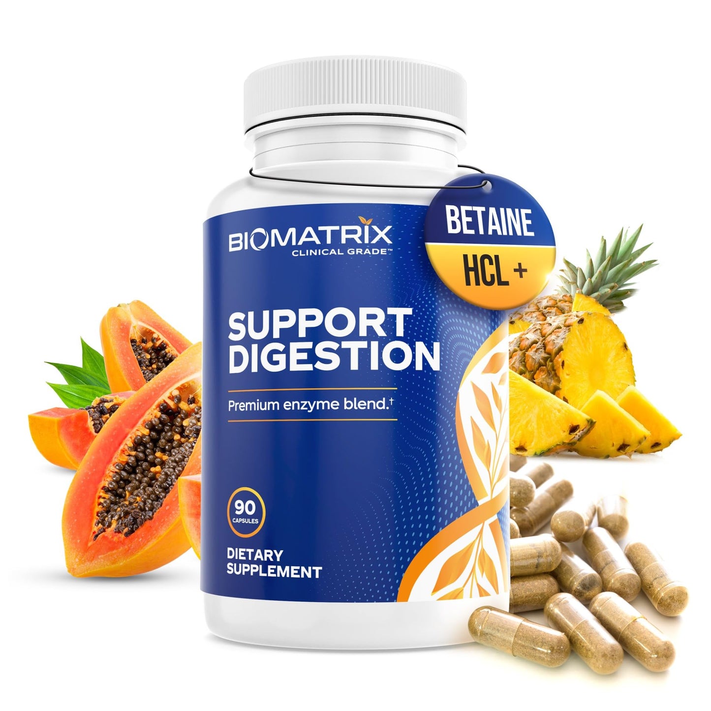 Digestive Enzymes Supplement (90 Capsules) Support Digestion - with Purified Bile, Pancreatin, Plant Enzymes, Ox Bile, Betaine HCL - Maple Wellness Supplements