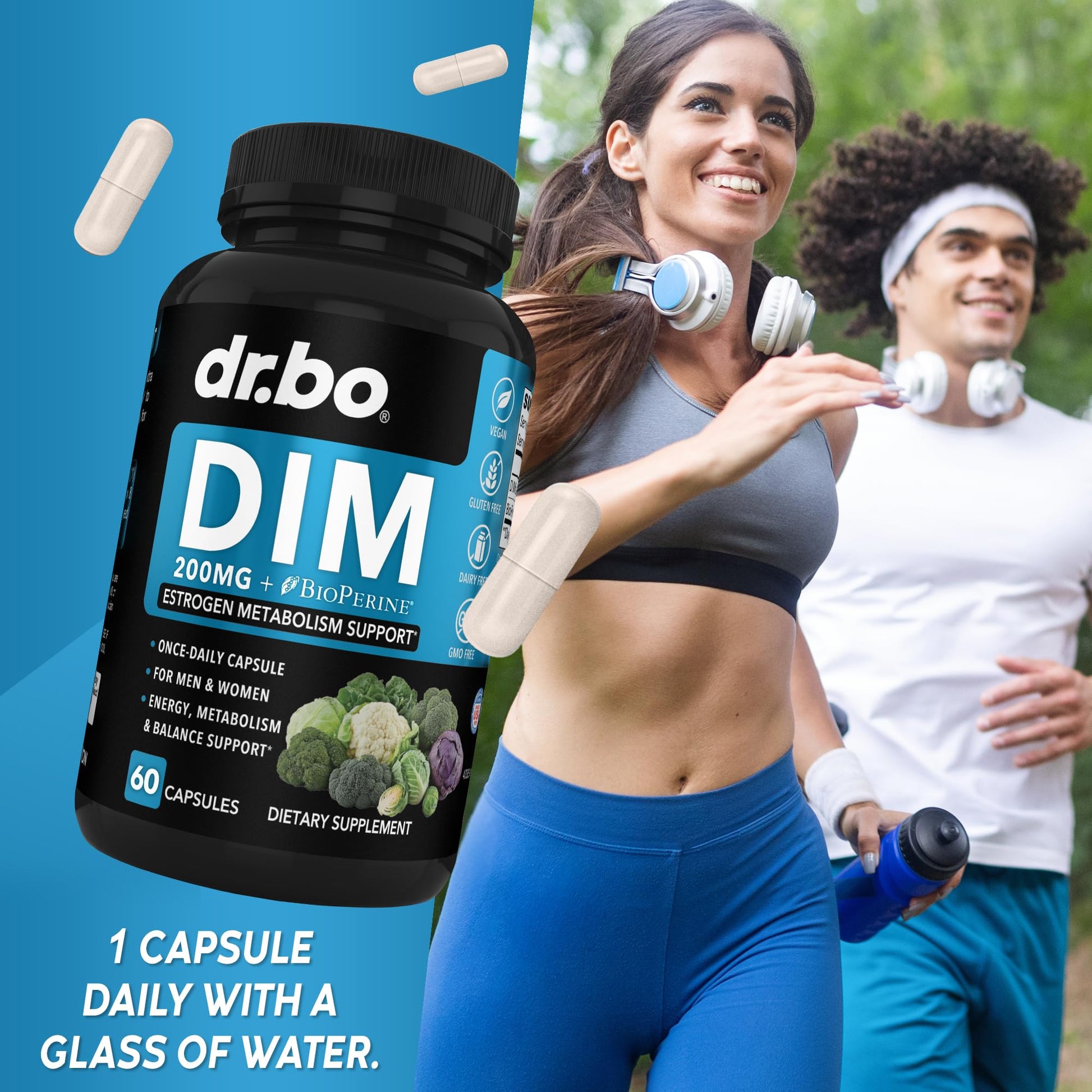 DIM Supplement for Women & Men 200mg - Androgen Estrogen Blocker for Men & Women, Hormonal Acne Pills, Hormone Balance, Menopause Support, Diindolylmethane DIM Supplement Plus BioPerine - 60 Capsules - Maple Wellness Supplements