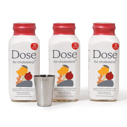 DOSE for Cholesterol Supplements Maintain Healthy Cholesterol Levels and Supports Cardiovascular Health Gluten-Free Vegan Zero Sugar, 16oz Bottle, 3 Pack (3 Week Supply) - Maple Wellness Supplements