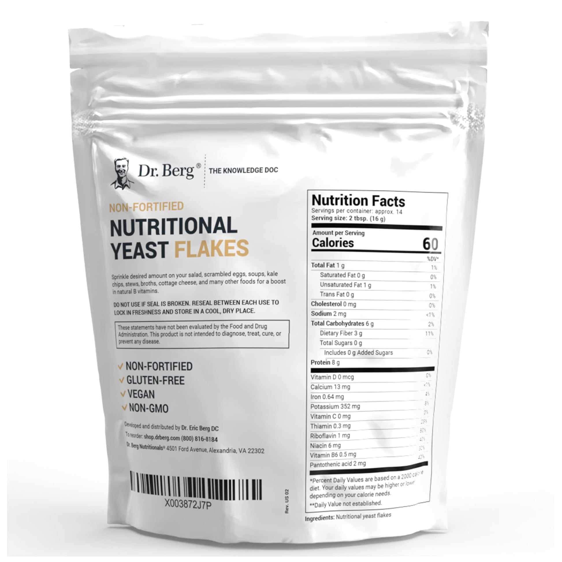 Dr. Berg Premium Nutritional Yeast Flakes - Delicious Non-Fortified Nutritional Yeast - Maple Wellness Supplements