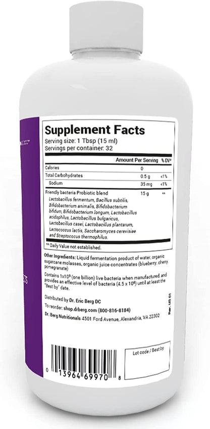 Dr. Berg's Friendly Probiotic Liquid Supplement Drink Mix w/ 12 Live Probiotics Strains - Maple Wellness Supplements