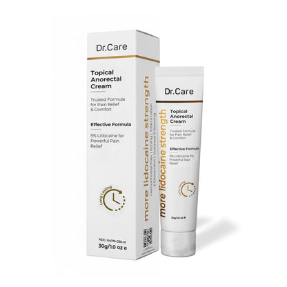 Dr Care Anorectal Cream with 5% Lidocaine - Maximum Strength Topical Anesthetic for Hemorrhoid Relief, Itching, & Burning (1.0 oz) - Maple Wellness Supplements