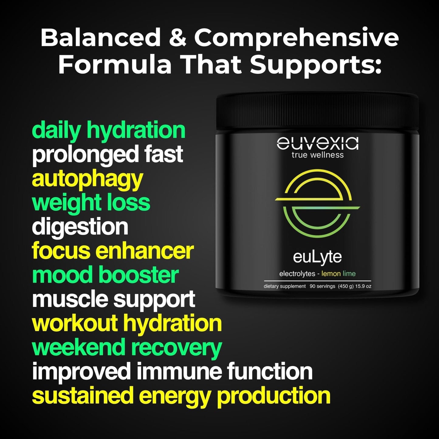 Dr Ekberg euLyte Instant Hydration Electrolytes Powder Zero Sugar Carb Calorie Lemon Lime Drink Mix • 80+ Minerals Magnesium Potassium Calcium Trace Minerals - Maple Wellness Supplements