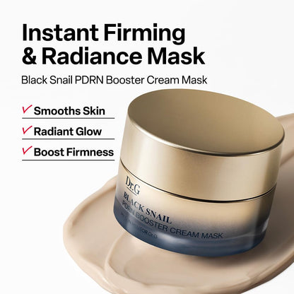 Dr. G Black Snail PDRN Booster Cream Mask - Enhanced Black Snail Mucin with PDRN for Firming, Moisturizing, Smooth Skin Texture - Korean Skin Care - Overnight & Wash-Off Face Mask - 1.69 fl oz - Maple Wellness Supplements