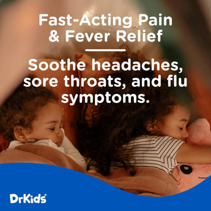 Dr. Kids Children’s Pain and Fever Chewable Gels – Pain Relief and Fever Reducer for Kids Ages 2–11, 80 mg Chewable Acetaminophen for Headache, Sore Throat, Cold & Flu, Pineapple Flavor, 26 Count - Maple Wellness Supplements