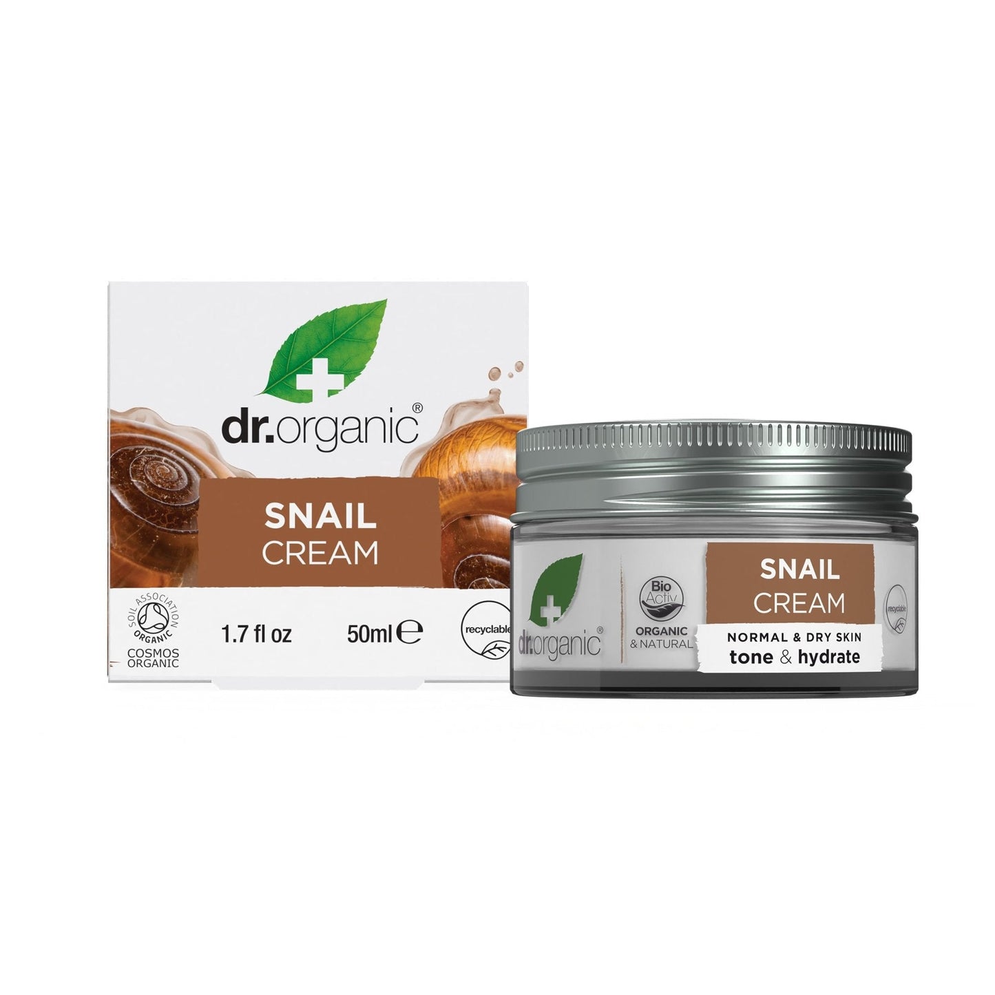 Dr. Organic Snail Gel Face Cream | Rejuvenates and Moisturizes, Improves Skin Tone and Hydration, Natural, Certified Organic, Paraben & SLS-Free, 50 mL / 1.7 fl oz - Maple Wellness Supplements