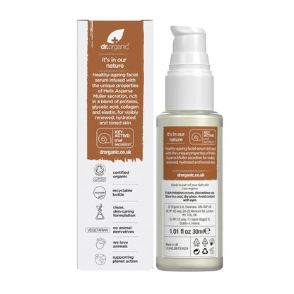 Dr. Organic Snail Gel Facial Serum | Hydrates and Restores Skin, Reduces Fine Lines, Natural, Certified Organic, Paraben & SLS-Free, 30 mL / 1 fl oz - Maple Wellness Supplements