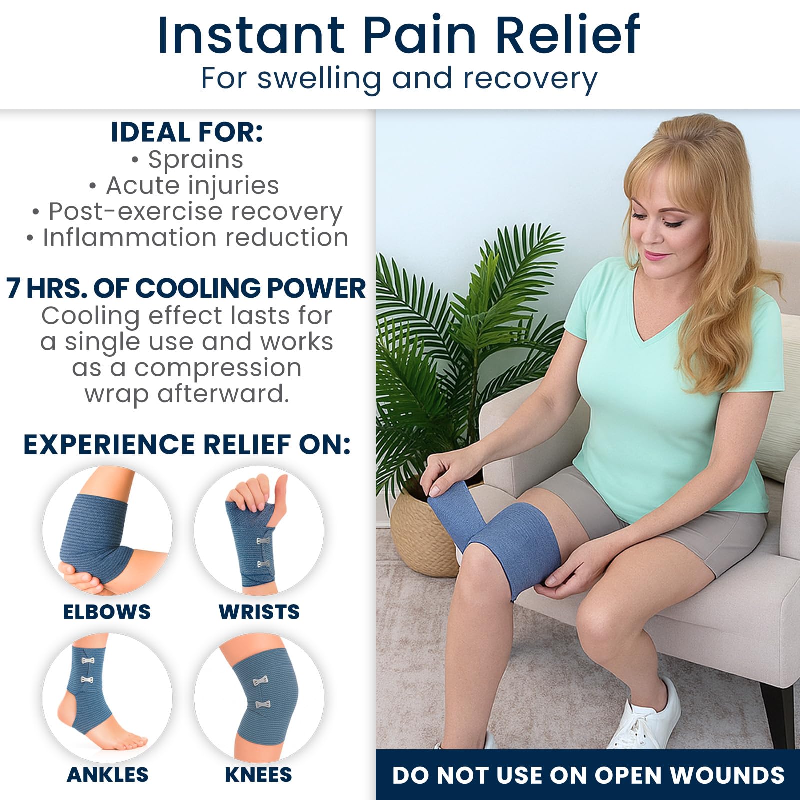 Dr Pat's Ice Tape (4 Pack) - Cooling Bandage Wrap Athletic Tape - Compression Instant Cold Compress Wrap with Menthol - Elastic, Athletic for Sore Muscles, Pain Relief Now, Swelling, Recovery, Sports - Maple Wellness Supplements