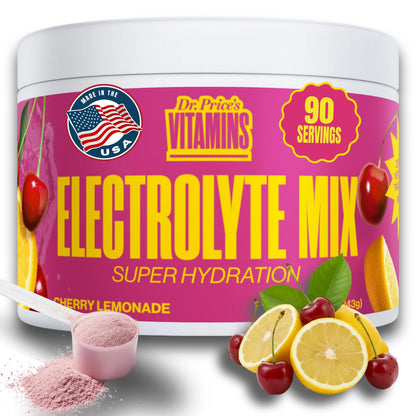 Dr. Price’s Electrolytes Powder Bulk – Cherry Lemonade, 90 Servings | Sugar Free Hydration Drink Mix with 72+ Trace Minerals, Manganese | Keto, Vegan, Doctor-Formulated, Made in USA - Maple Wellness Supplements