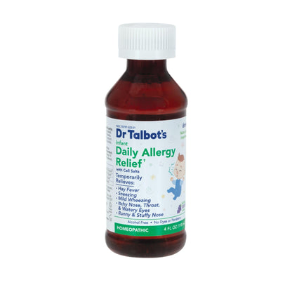 Dr. Talbot's Infant Daily Allergy Relief Liquid Medicine, Naturally Inspired for Babies, Includes Syringe, Grape Juice Flavor, Purple, 4 Fl Oz - Maple Wellness Supplements