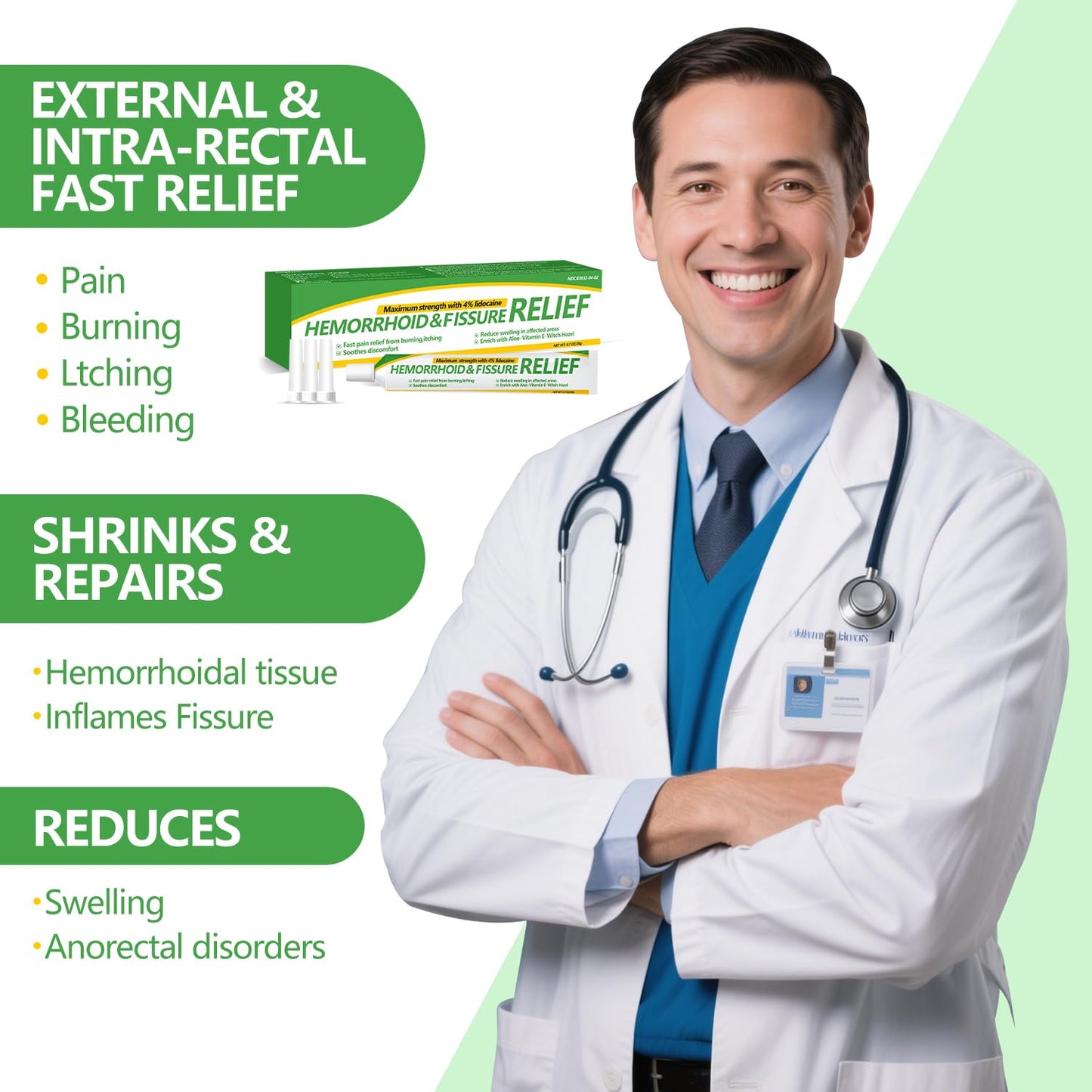 Dr.Goddyik Maximum Strength Hemorrhoid & Fissure Relief Cream Ointment with Aloe & Vitamin E - Fast Acting, Long Lasting Soothe for Itching, Burning & Fissures - Maple Wellness Supplements
