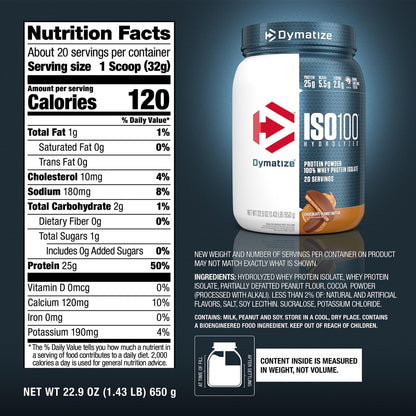 Dymatize ISO100 Whey Protein Powder with 25g of Hydrolyzed 100% Whey Isolate - Maple Wellness Supplements