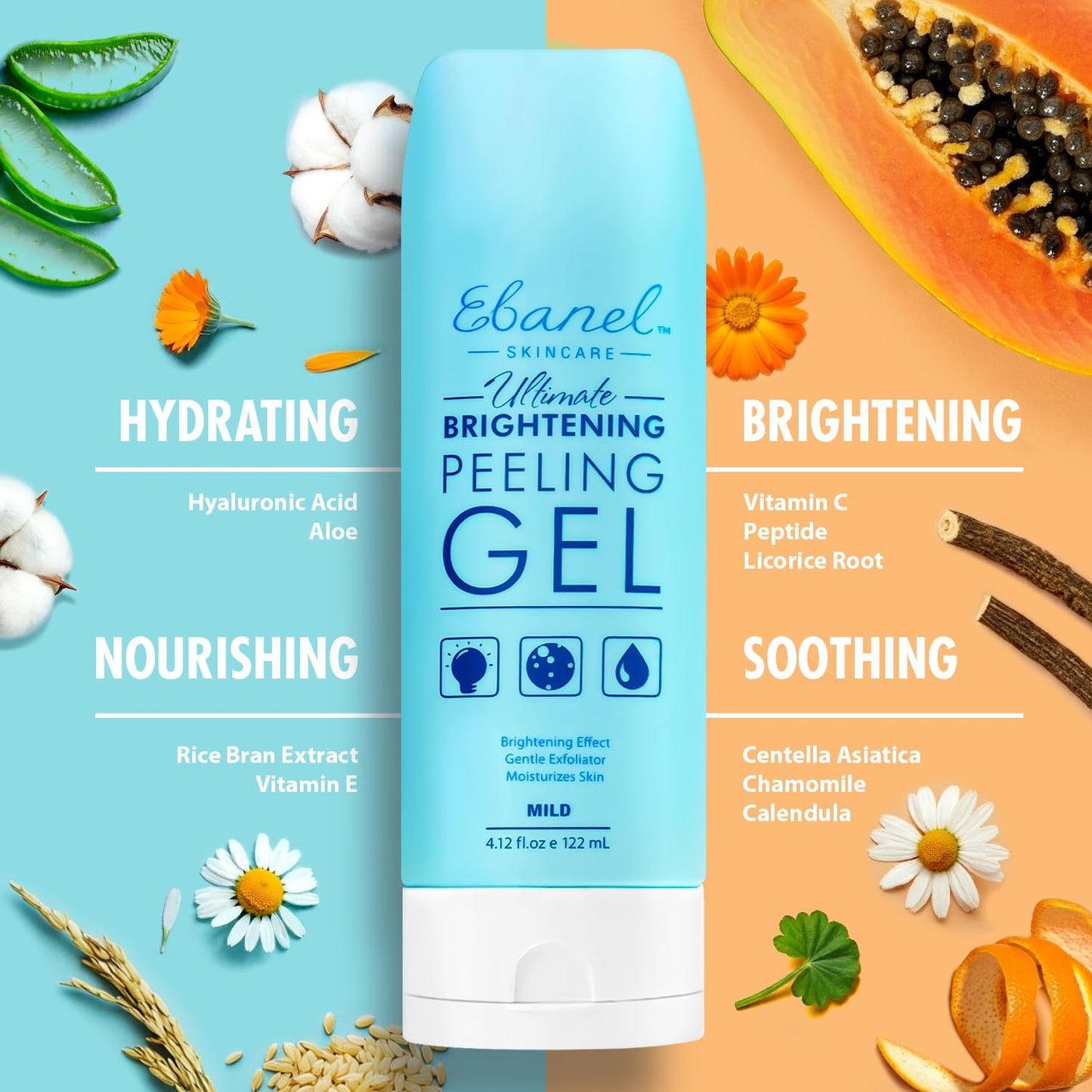 Ebanel Bundle of Gentle Exfoliating Face Scrub Peeling Gel 4.12 Oz, and 15 Pack Collagen Face Mask - Maple Wellness Supplements