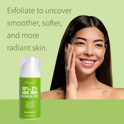 Ebanel Bundle of Hyaluronic Acid Serum and 30% AHA 2% BHA Chemical Peel Exfoliant Gel - Maple Wellness Supplements