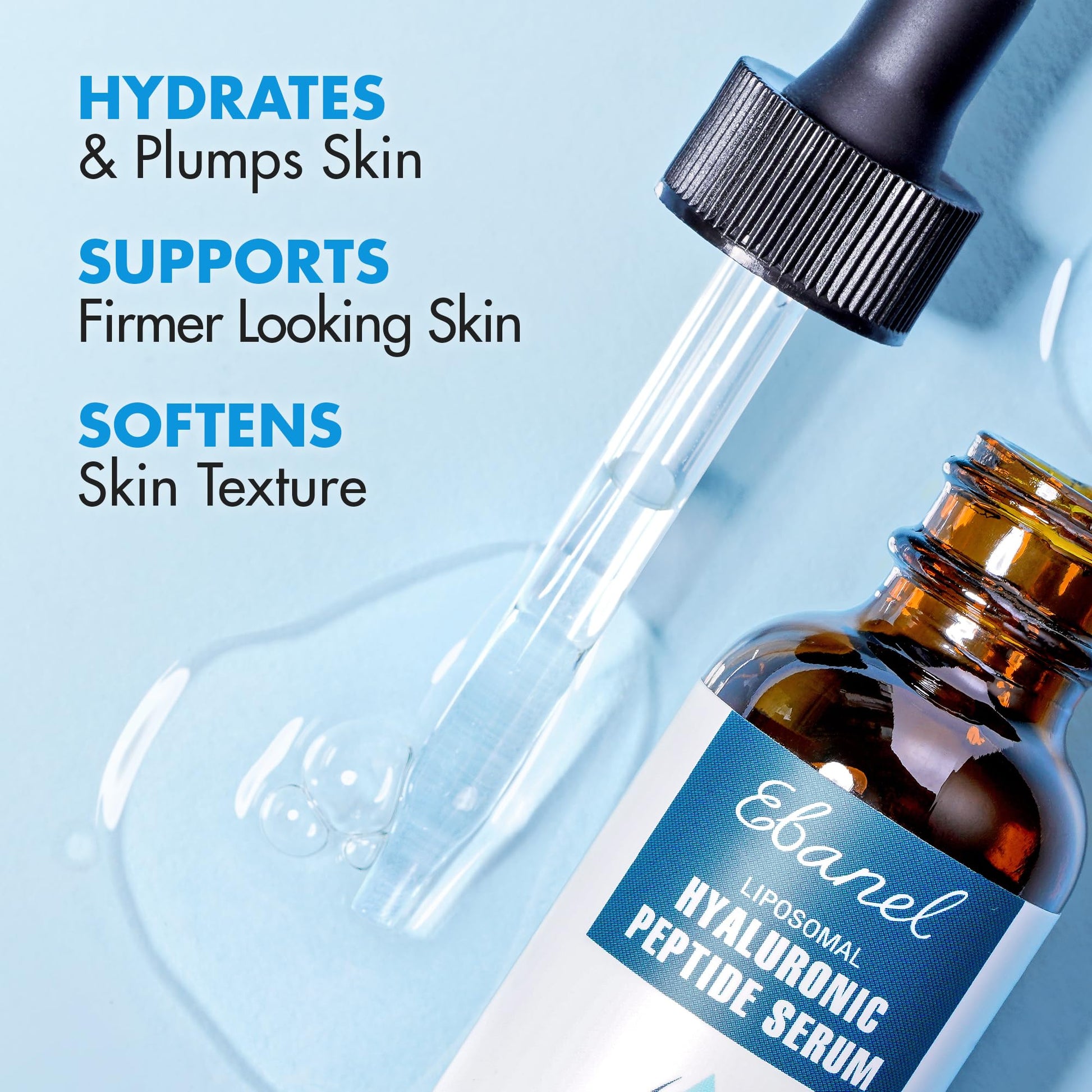 Ebanel Hyaluronic Acid Serum for Face with Peptides & Niacinamide, Hydrating Face Serum for Women, Age-Defying Formula Infused with Vitamins B, C & E to Plump, Firm & Smooth Skin - Maple Wellness Supplements