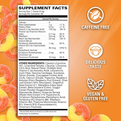 EHP Labs OxyShred Non Stimulant Pre Workout Powder - Stim Free Pre Workout, Caffeine Free Preworkout for Men & Women with L Glutamine & Acetyl L Carnitine - Peach, 60 Servings - Maple Wellness Supplements