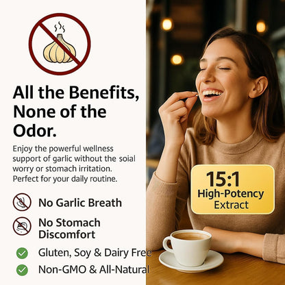 ELARE Aged Garlic Extract Capsules, Odorless Garlic 15:1 Extract Formula - 600 Count, Garlic Supplement, 2-Year Matured - Maple Wellness Supplements