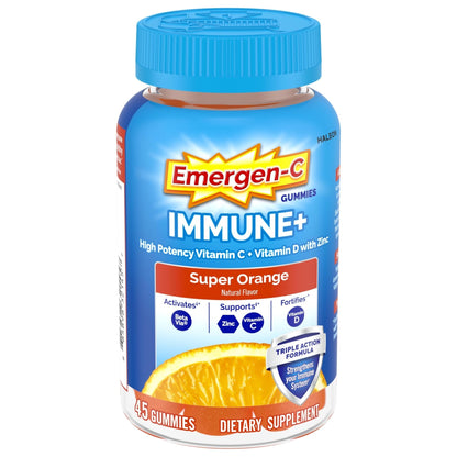 Emergen-C Immune+ Triple Action Immune Support Gummies, BetaVia (R), 1000mg Vitamin C, B Vitamins, Vitamin D and Antioxidants - Maple Wellness Supplements