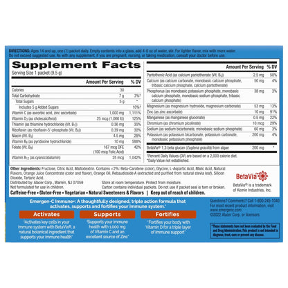 Emergen-C Immune+ Triple Action Immune Support Powder, BetaVia (R), 1000mg Vitamin C, B Vitamins, Vitamin D and Antioxidants - Maple Wellness Supplements