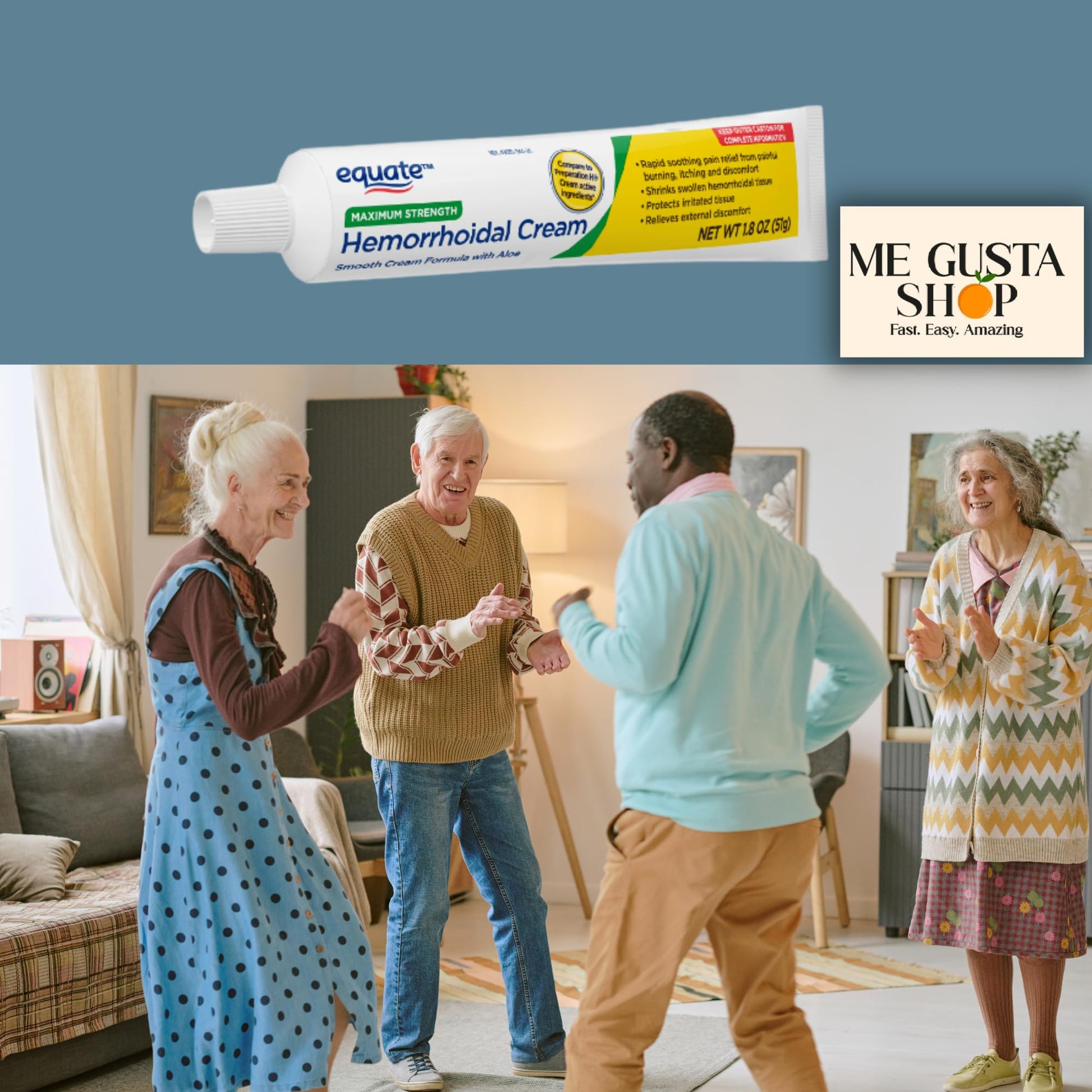 Equate Hemorrhoidal Cream,1.8 Oz (Pack of 02) Total 2 + me Gusta Sticker - Maple Wellness Supplements