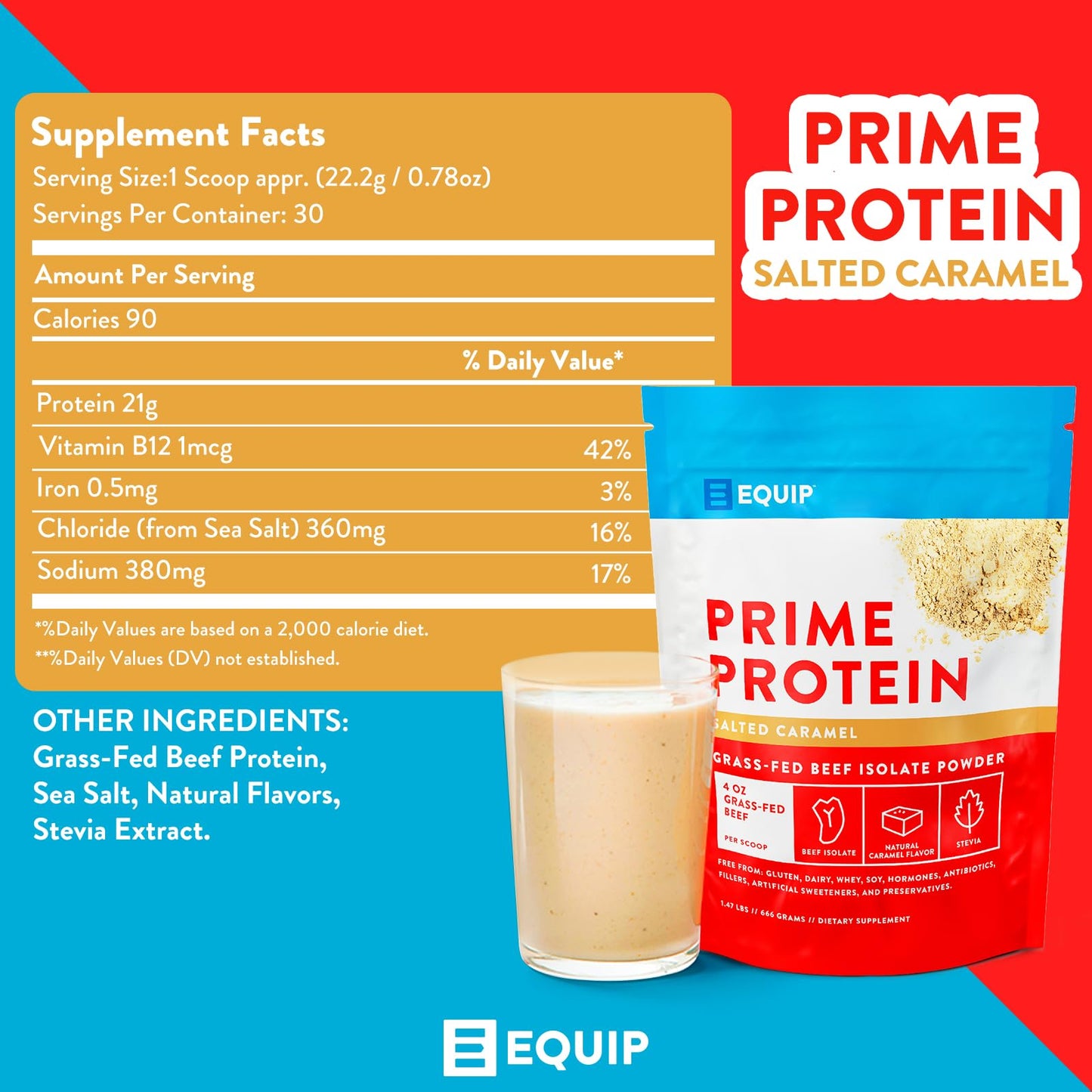 Equip Foods Prime Protein - Grass Fed Beef Protein Powder Isolate - Paleo and Keto - Maple Wellness Supplements