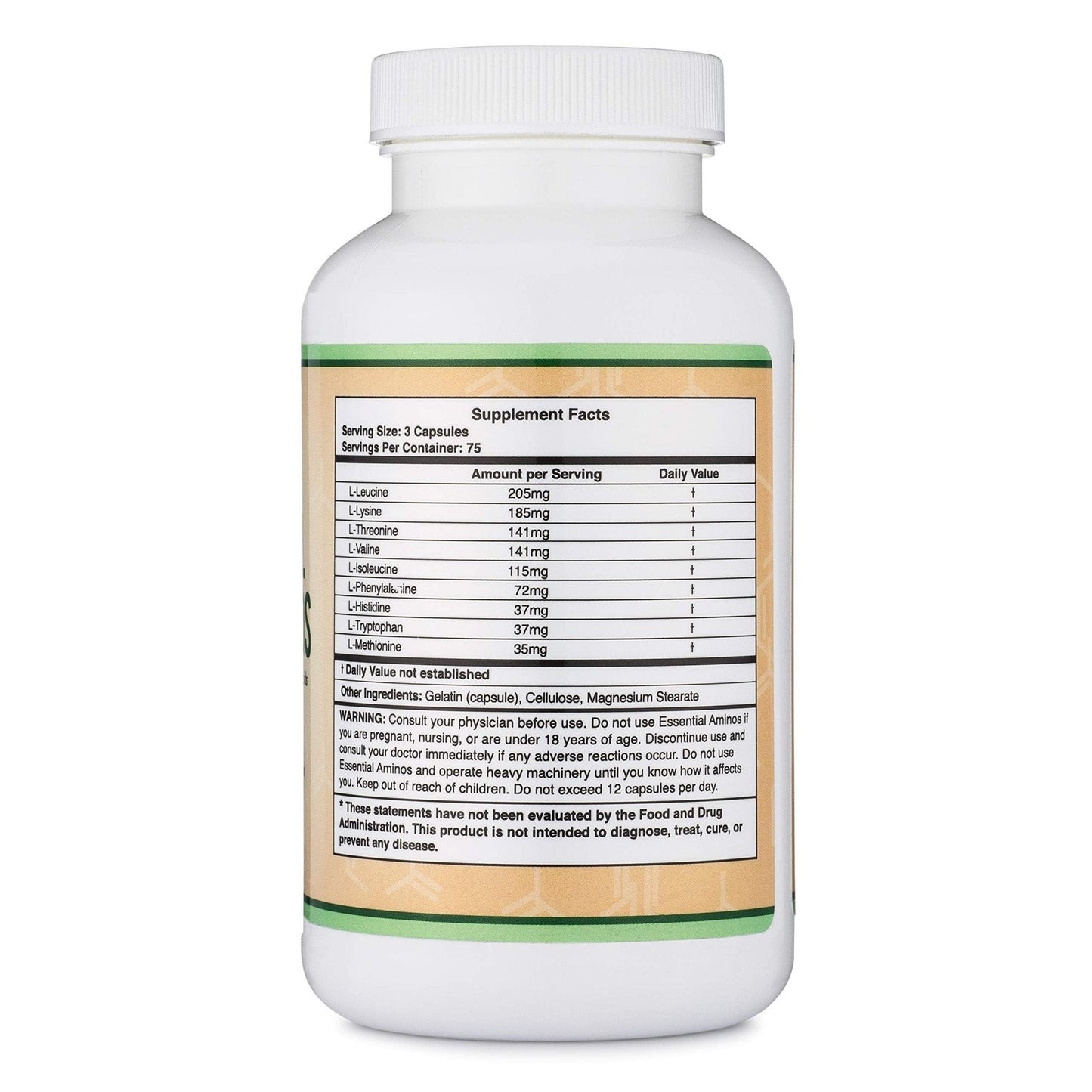 Essential Amino Acids - 1 Gram Per Serving Powder Blend of All 9 Essential Aminos (EAA) and All Branched-Chain Aminos (BCAAs) (Leucine, Isoleucine, Valine) 225 Capsules - Maple Wellness Supplements
