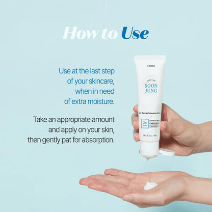 ETUDE SoonJung 2x Intensive Cream for Barrier Repair, Rich Moist, Madecassoside & Panthenol for Soothing, Face Moisturizer for Sensitive Skin - Maple Wellness Supplements
