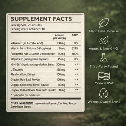 EVEKIND Cortisol Manager + Women’s Stress Relief & Hormone Balance Supplement – Adrenal Support for Mood, Focus & Energy – KSM-66® Ashwagandha, Rhodiola, L-Theanine – Vegan, Non-GMO, 60 Capsules - Maple Wellness Supplements