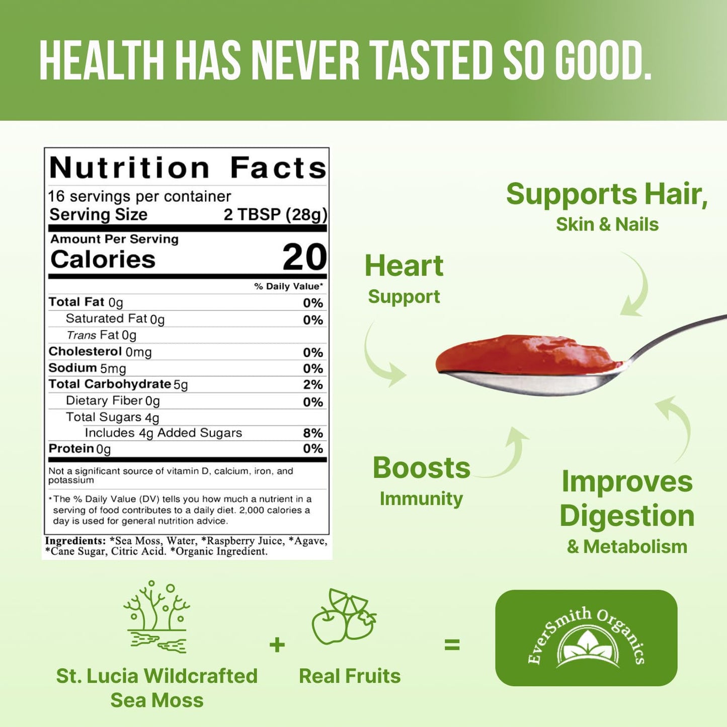 EverSmith Organics - Wildcrafted Irish Sea Moss Gel | Made in USA | Rich in Vitamins - Maple Wellness Supplements