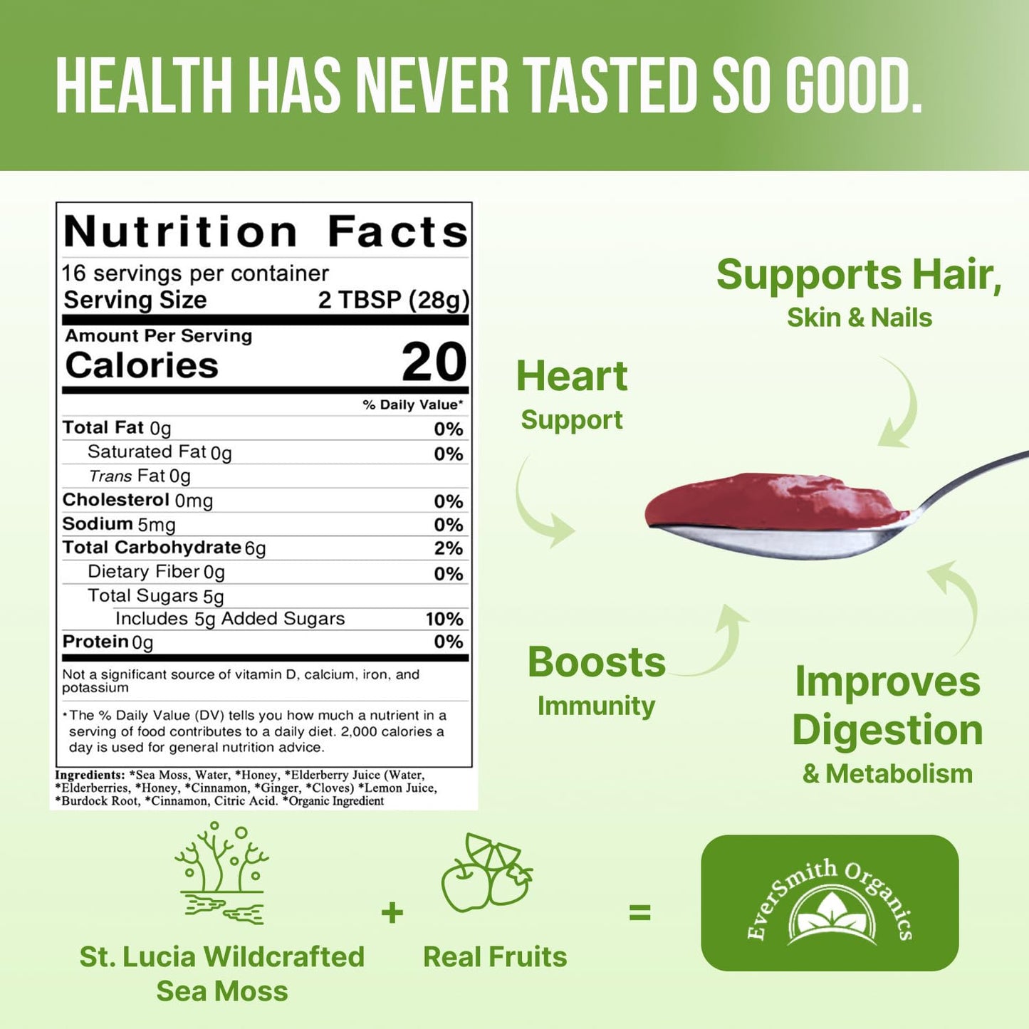EverSmith Organics - Wildcrafted Irish Sea Moss Gel | Made in USA | Rich in Vitamins - Maple Wellness Supplements