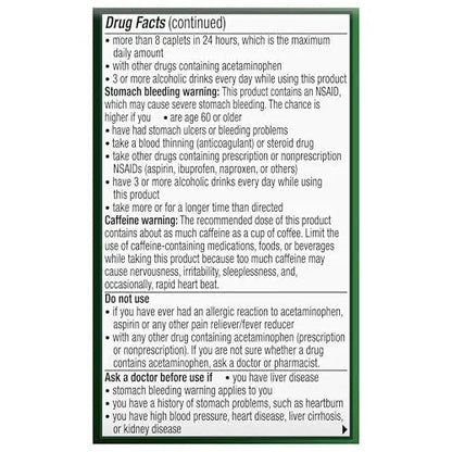 Excedrin Extra Strength Caplets for Headache Pain Relief, Acetaminophen 250mg, Aspirin 250mg, Caffeine 65mg, Pain Reliever, 24 count - Maple Wellness Supplements