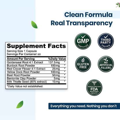 Extra Strength Fast Acting 7-in-ONE Advanced Formula - Full Body Cleanse - Detox & Liver Cleanse - Detox & Liver Repair, All Natural Toxins Remover, Healthy Cleansing Support for Liver (60 Capsule) - Maple Wellness Supplements