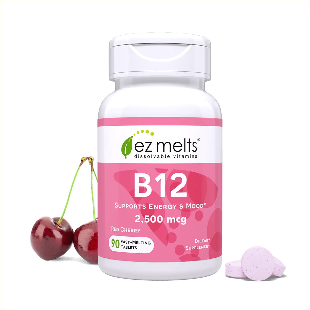 EZ Melts Dissolvable B12 2,500 mcg - Vitamin B12 for Energy & Immune Support - Non-GMO, Vegan & Gluten-Free - Maple Wellness Supplements