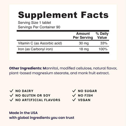 EZ Melts Iron - Supplement for Daily Energy & Iron Support - with Vitamin C - No Artificial Flavors - Non-GMO & Vegan - Zesty Orange - Maple Wellness Supplements