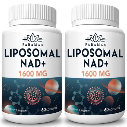 Fabamax 1600 mg Liposomal NAD Supplement, 98% Pure NAD+ Supplement, Superior Absorption, Alternative to Nicotinamide Riboside or NADH to Boost NAD+ for Aging Defense, Energy, Longevity, 120 Softgels - Maple Wellness Supplements