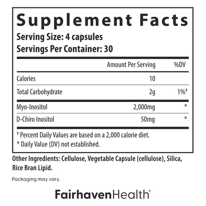 Fairhaven Health Myo-Inositol and D-Chiro Inositol Supplement for Women | 40:1 Ratio | Female Fertility Supplement for Women and Hormone Balance* | Vegan | 120 Myo & D-Chiro Inositol Capsules - Maple Wellness Supplements