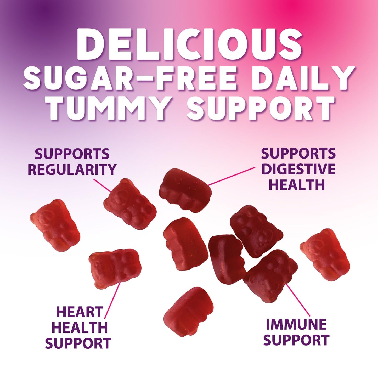 Fiber Gummies – Sugar Free Prebiotic Plant-Based Fiber 4g per Serving Supplement - Improved Soluble Formula Supports Digestive Health & Regularity - Non-GMO, - Maple Wellness Supplements