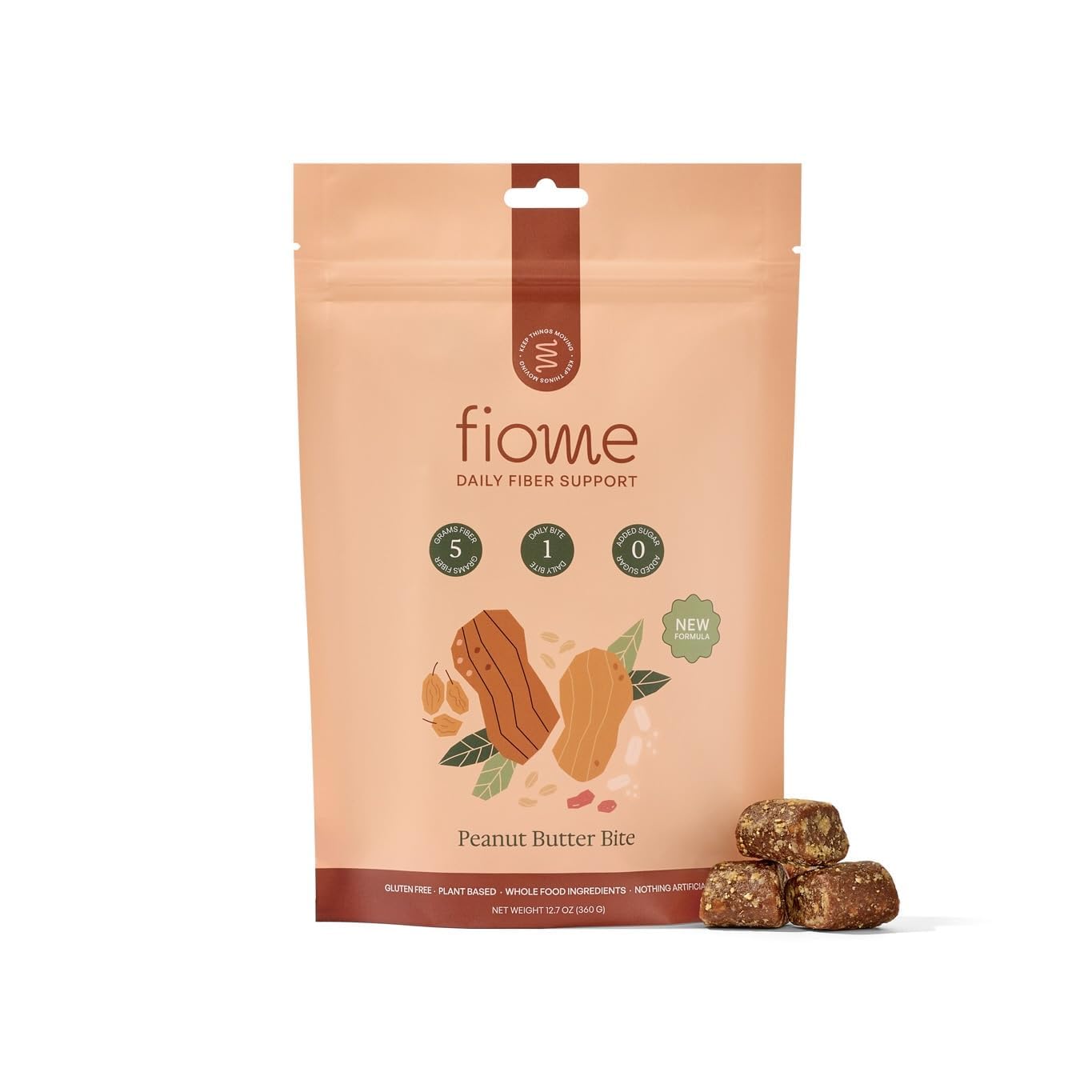 Fiome Fiber Bites - 5g Daily Fiber Supplement - Supports Regularity, Digestion and Gut Health - All Natural Ingredients, 30 Servings, Peanut Butter Flavor - Maple Wellness Supplements