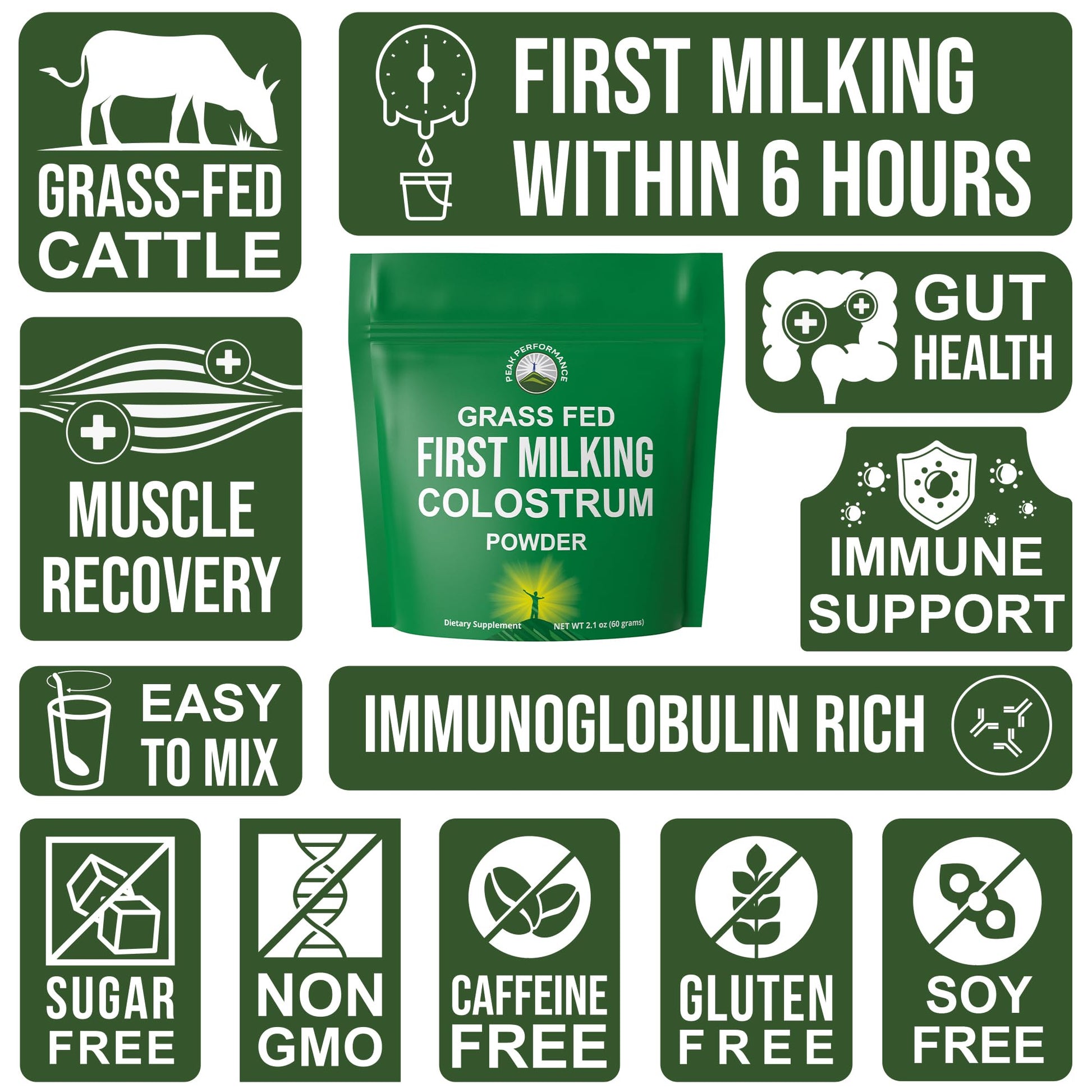 First Milking Colostrum Powder from Grass Fed USA Cows Milked Within 6 Hours of Giving Birth to Get the Most Bioactive Nutrients. High Immunoglobulin Non-GMO Bovine Colostrum Supplement for Humans - Maple Wellness Supplements