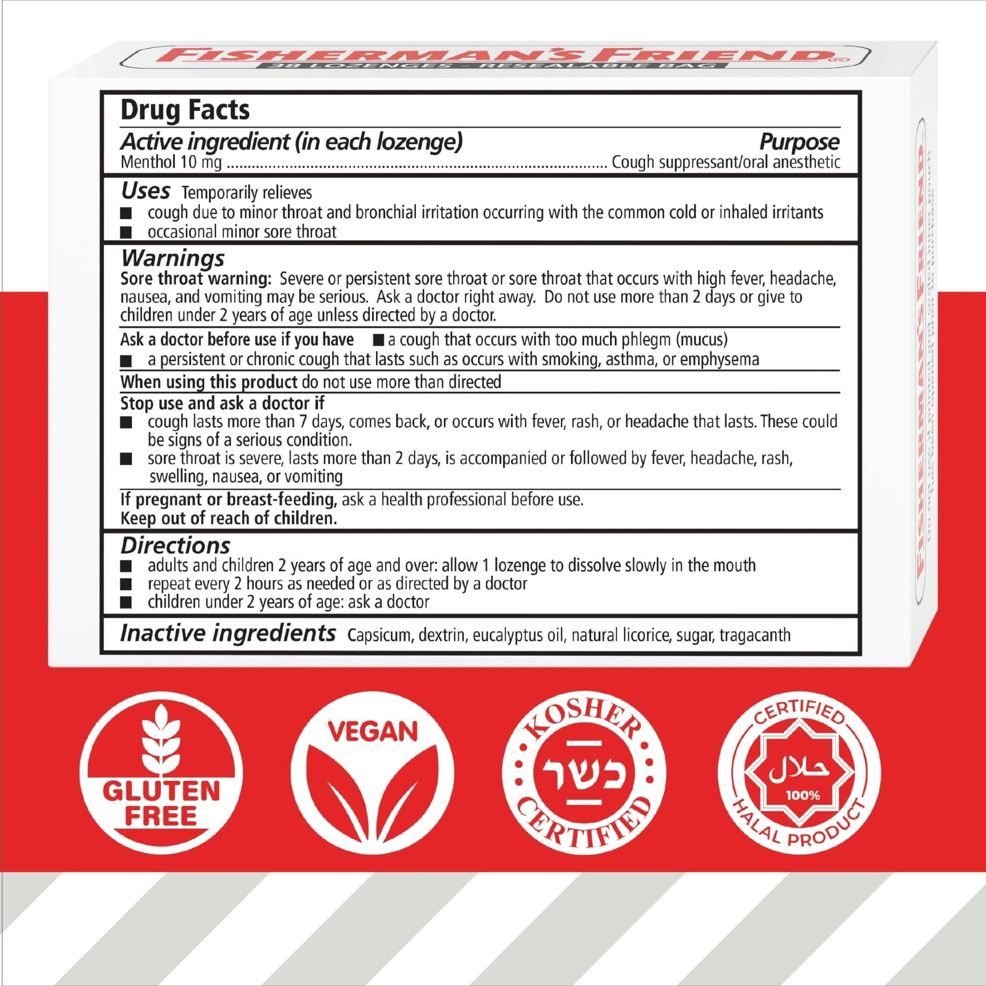 Fisherman's Friend Original Extra Strong Cough Lozenges (38 Drops x 6-Pack), 10mg Natural Menthol, Cooling Relief from Sore Throat, Persistent Cough & Everyday Irritation, Vegan & Gluten-Free - Maple Wellness Supplements