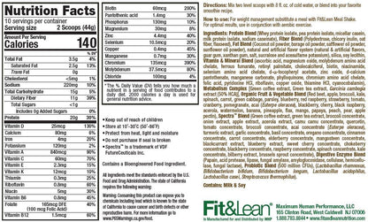 Fit & Lean Meal Shake, Fat Burning Meal Replacement, Protein, Fiber, Probiotics, Vanilla - Maple Wellness Supplements