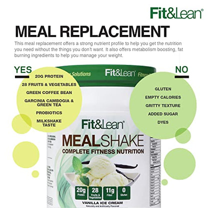 Fit & Lean Meal Shake, Fat Burning Meal Replacement, Protein, Fiber, Probiotics, Vanilla - Maple Wellness Supplements