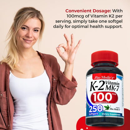 FITO MEDIC'S Lab | Vitamin k2 | k2 Vitamin Supplement | Vitamin k | 250 softgels | 100 mcg | - Maple Wellness Supplements