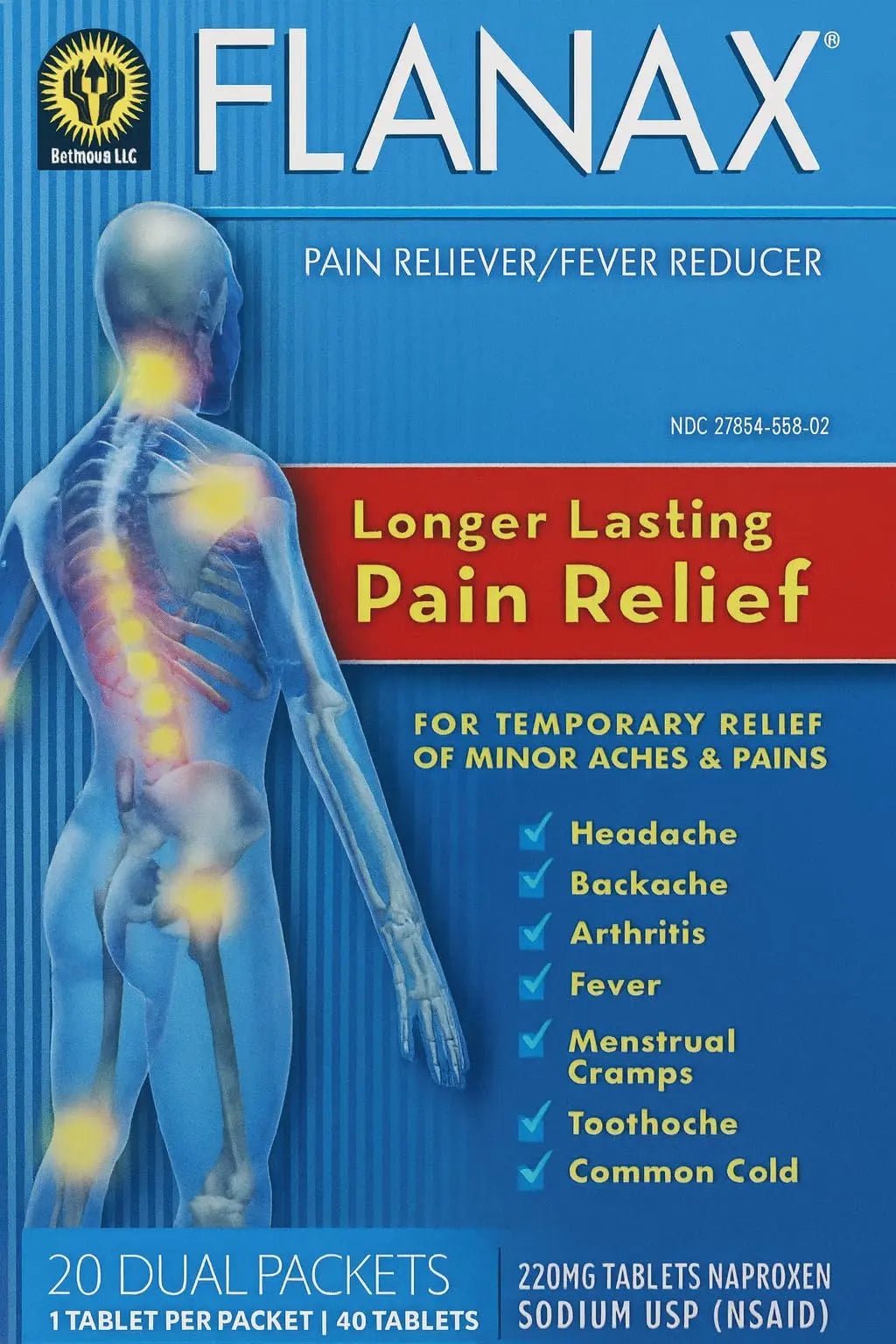 Flanax Pain Reliever Tablets 2ct Retail Dispenser - Maple Wellness Supplements