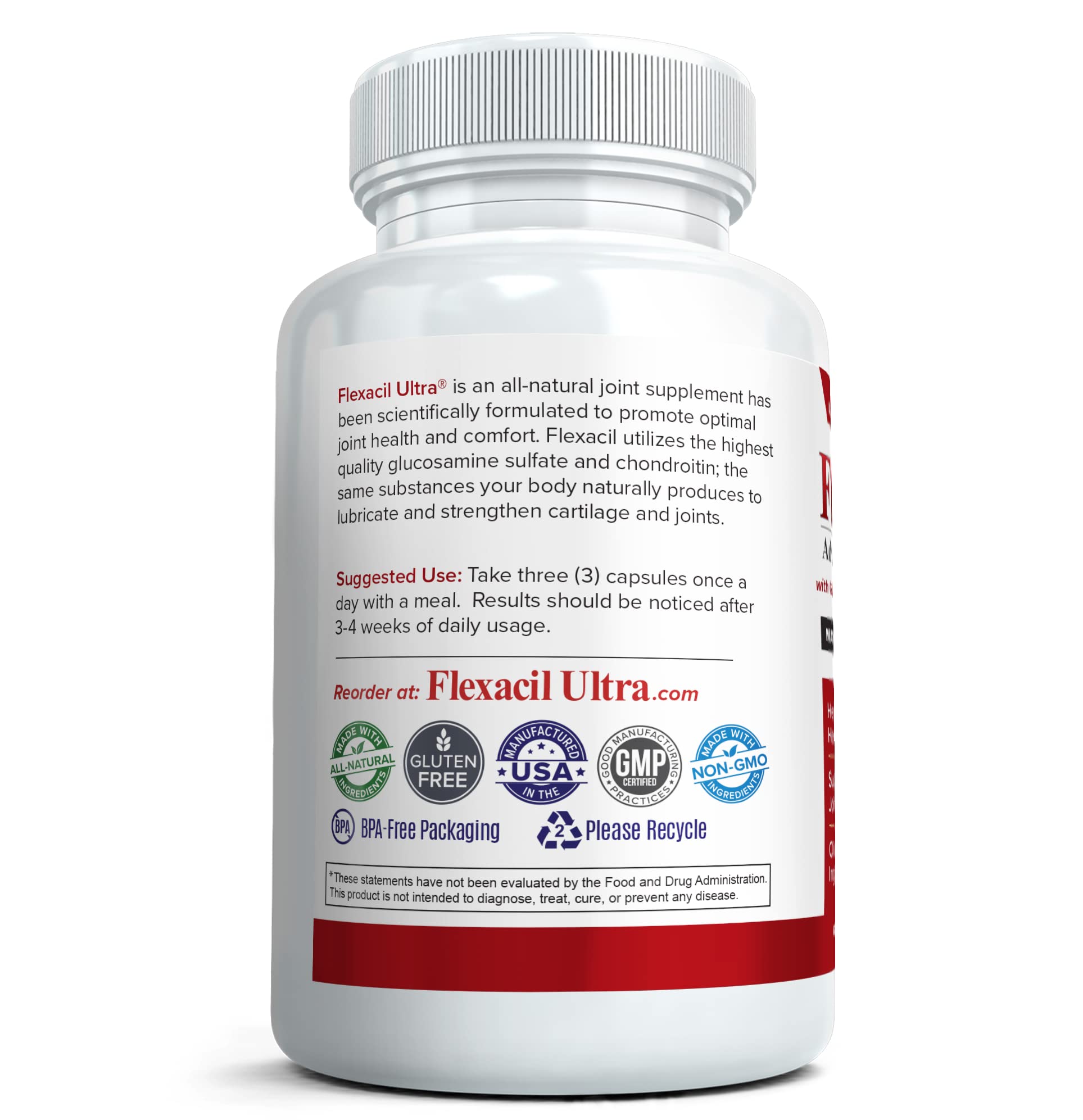 Flexacil Ultra (3 Bottles) Maximum Strength Joint Health & Support Supplement | Glucosami - Maple Wellness Supplements